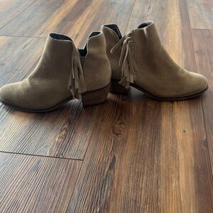 Cole Haan Tan Suede Fringe Booties
